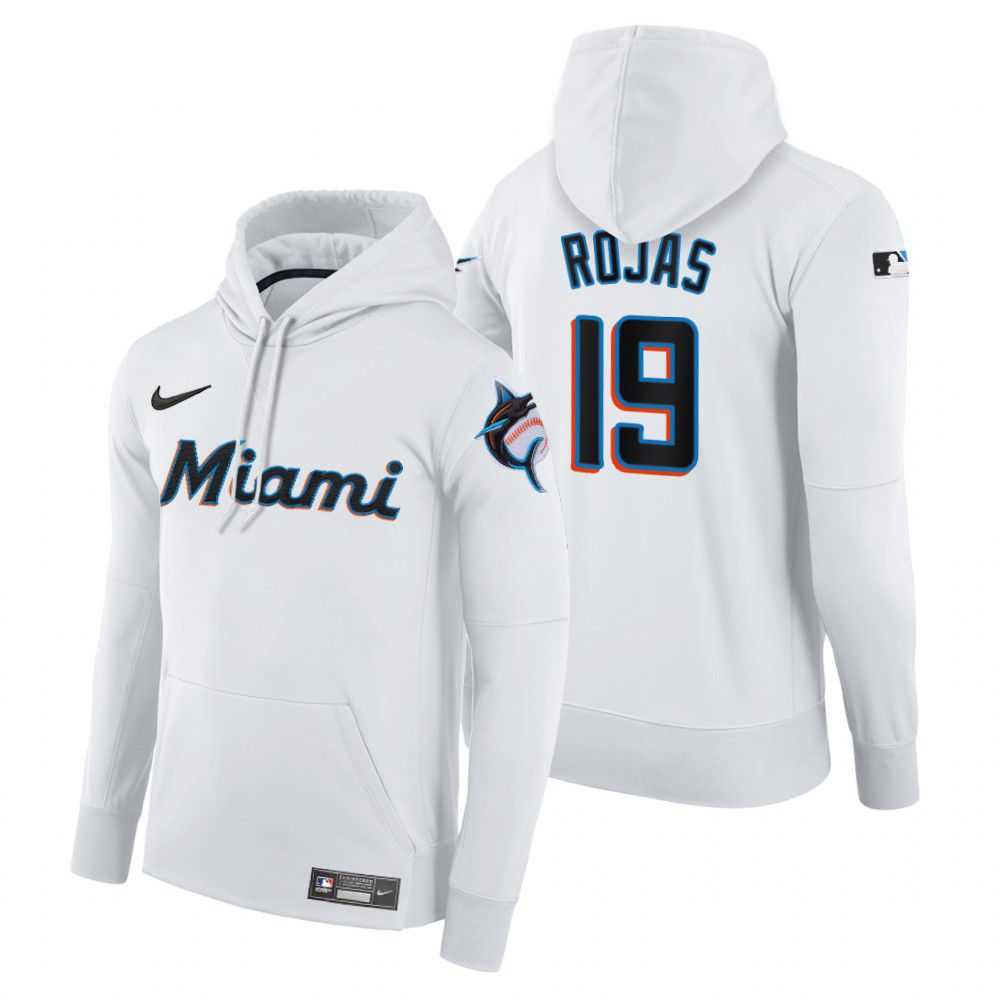 Men Miami Marlins 19 Rojas white home hoodie 2021 MLB Nike Jerseys